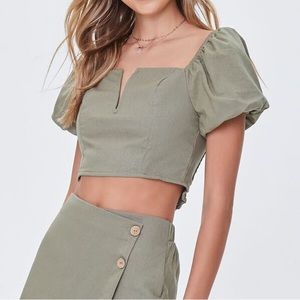 NEW Forever 21 Puff Sleeve Crop Top